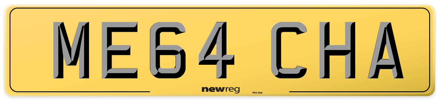 ME64 CHA Rear Number Plate