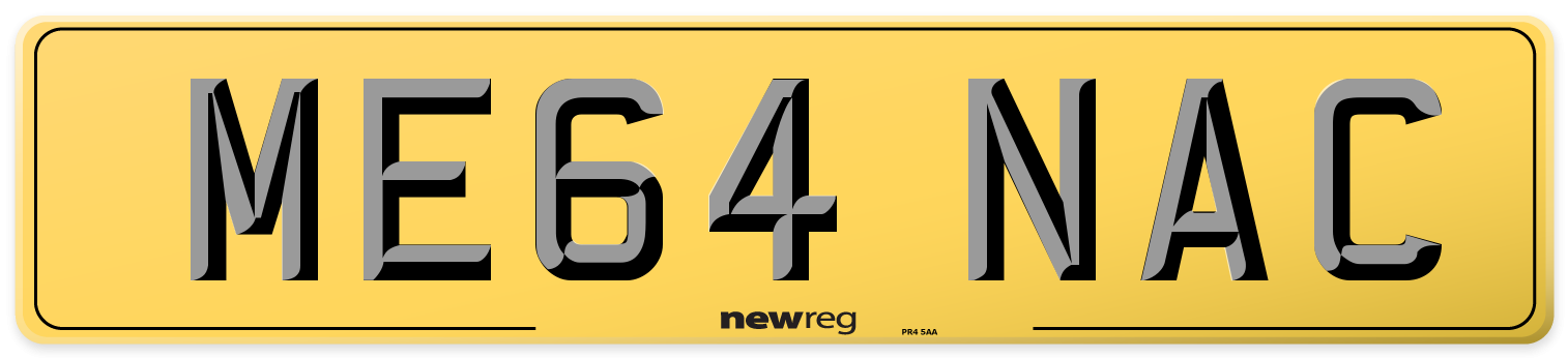 ME64 NAC Rear Number Plate