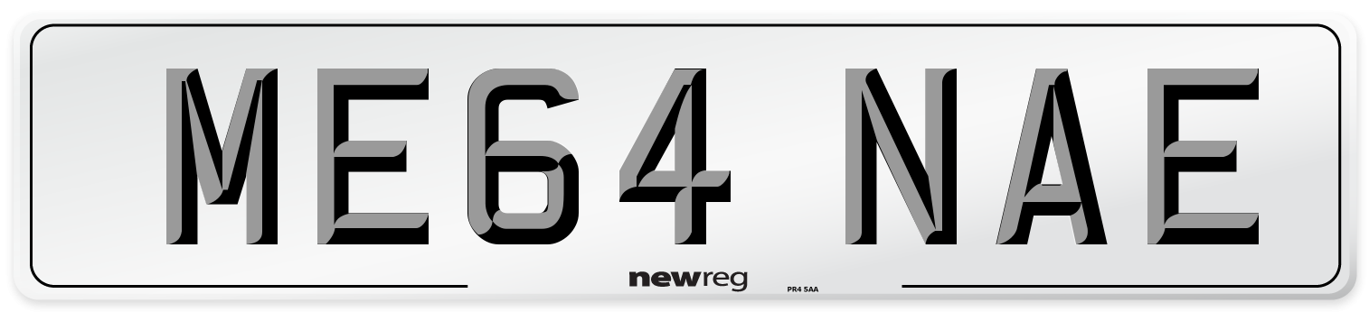 ME64 NAE Front Number Plate