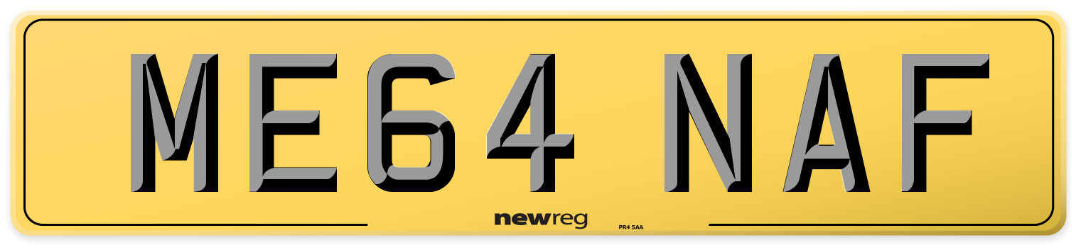 ME64 NAF Rear Number Plate
