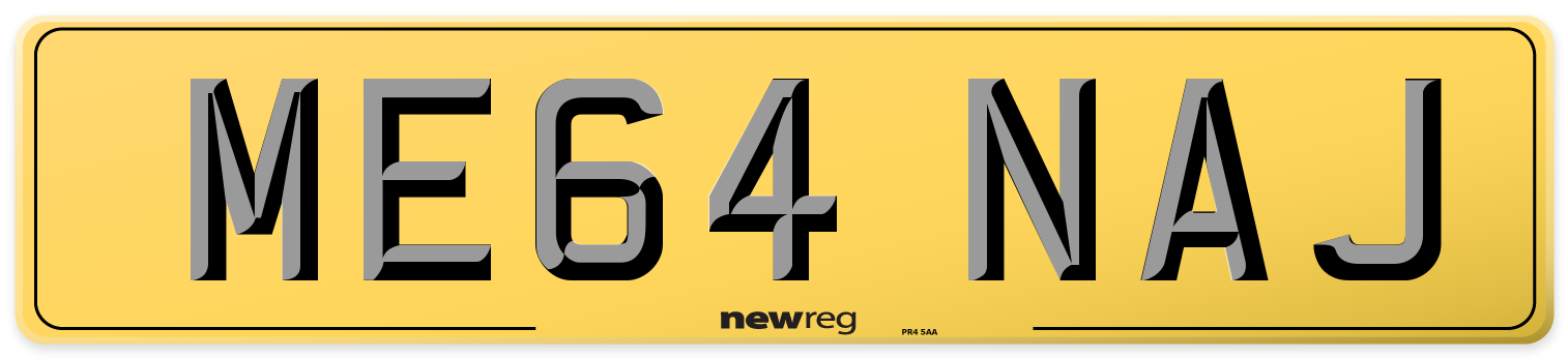 ME64 NAJ Rear Number Plate
