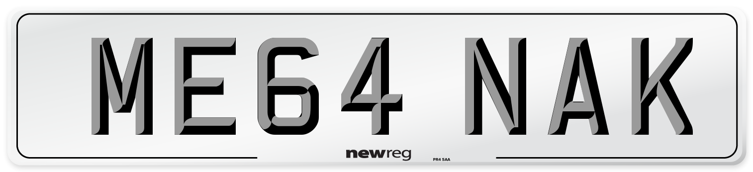 ME64 NAK Front Number Plate