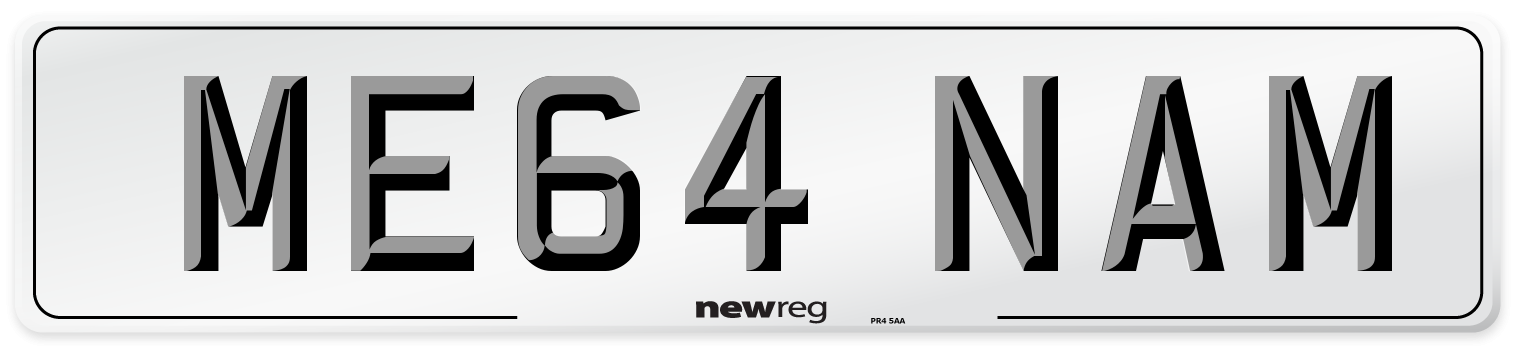 ME64 NAM Front Number Plate