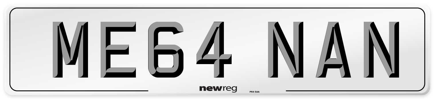 ME64 NAN Front Number Plate