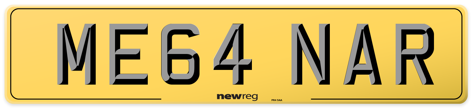 ME64 NAR Rear Number Plate
