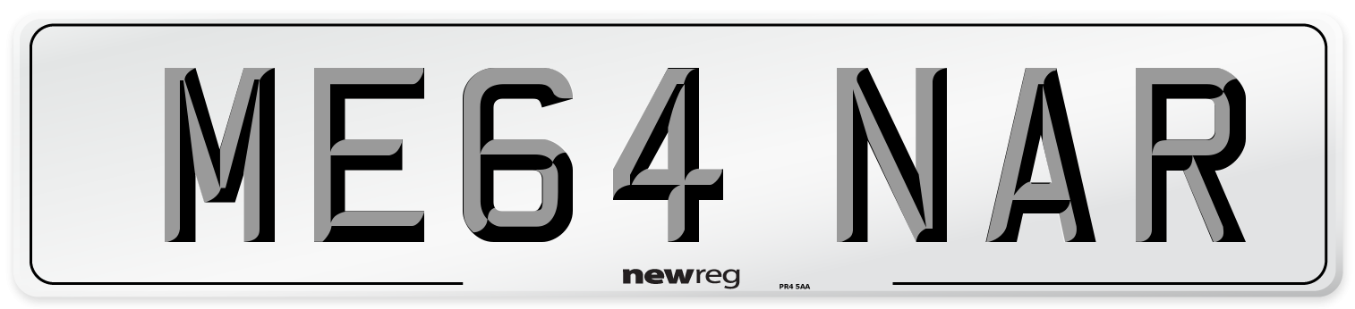 ME64 NAR Front Number Plate