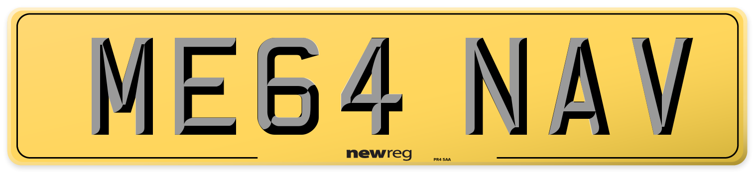 ME64 NAV Rear Number Plate