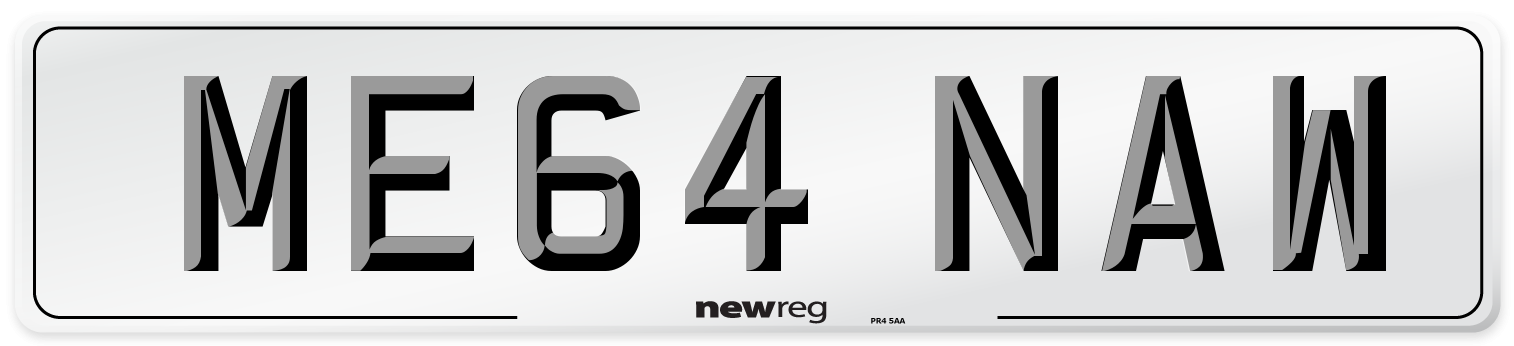 ME64 NAW Front Number Plate