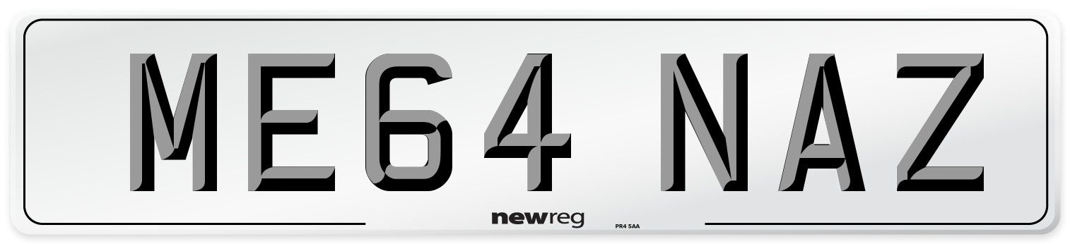 ME64 NAZ Front Number Plate