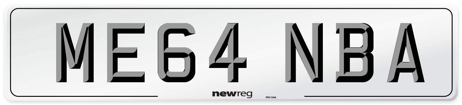 ME64 NBA Front Number Plate