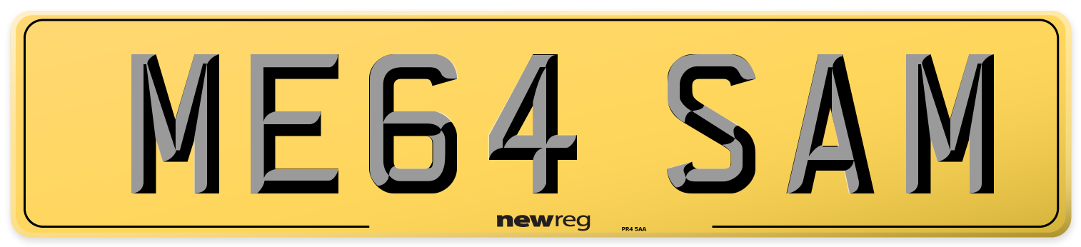 ME64 SAM Rear Number Plate