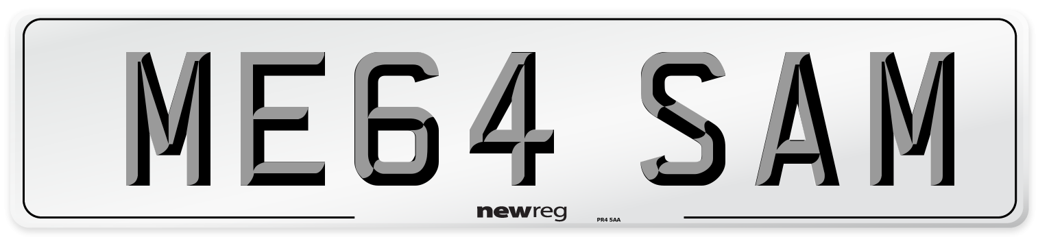 ME64 SAM Front Number Plate