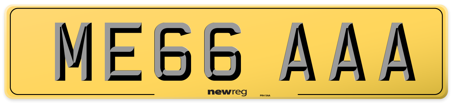 ME66 AAA Rear Number Plate