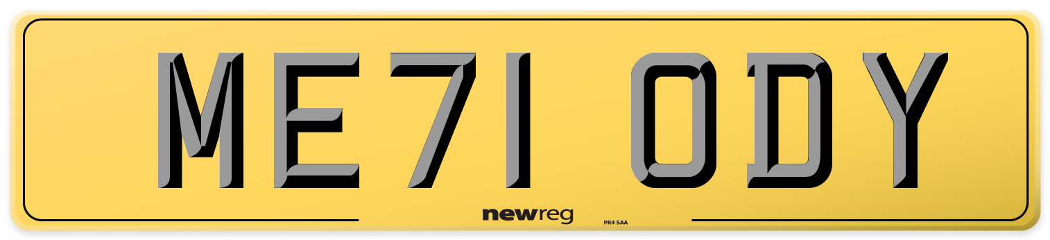 ME71 ODY Rear Number Plate