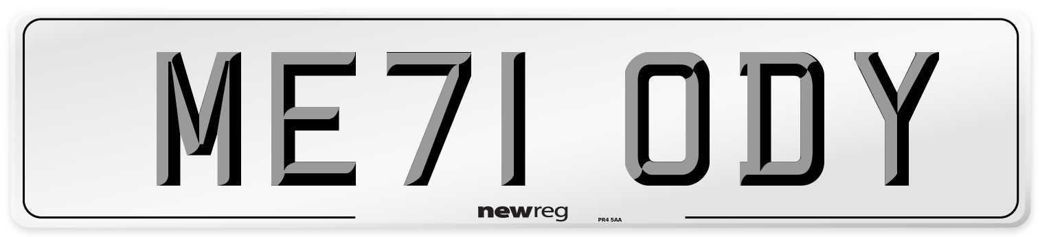ME71 ODY Front Number Plate