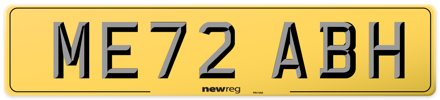ME72 ABH Rear Number Plate
