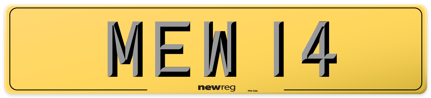 MEW 14 Rear Number Plate