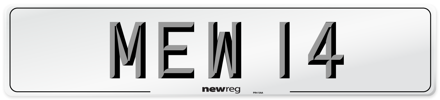 MEW 14 Front Number Plate