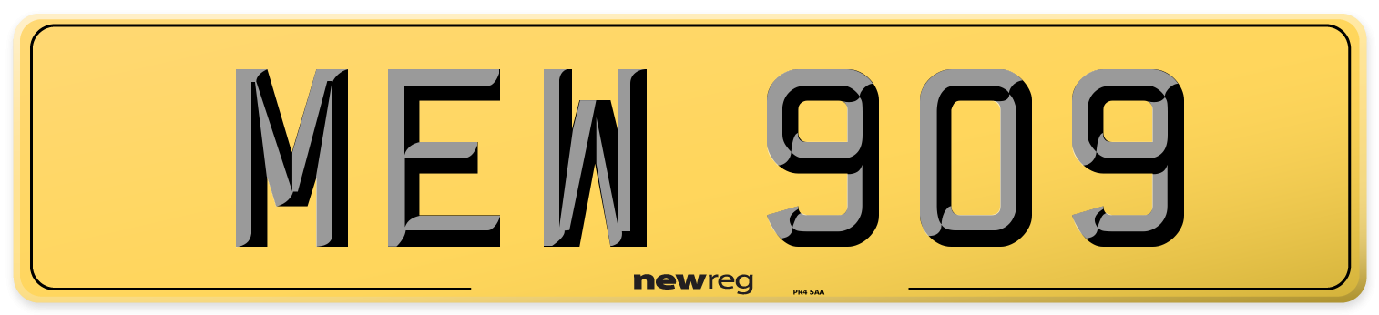 MEW 909 Rear Number Plate