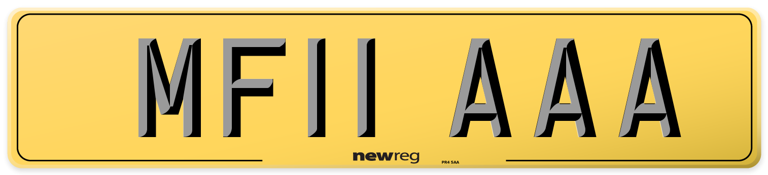 MF11 AAA Rear Number Plate