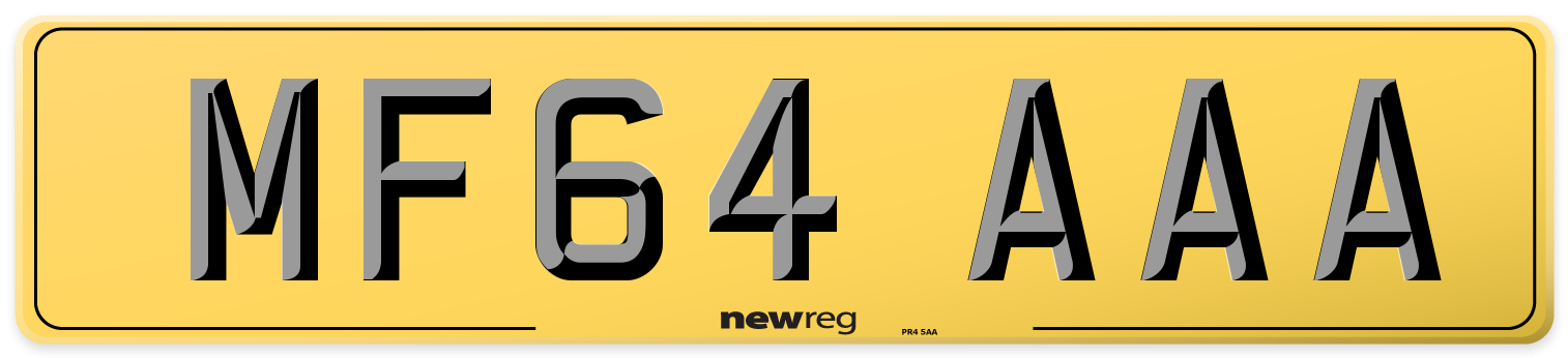 MF64 AAA Rear Number Plate