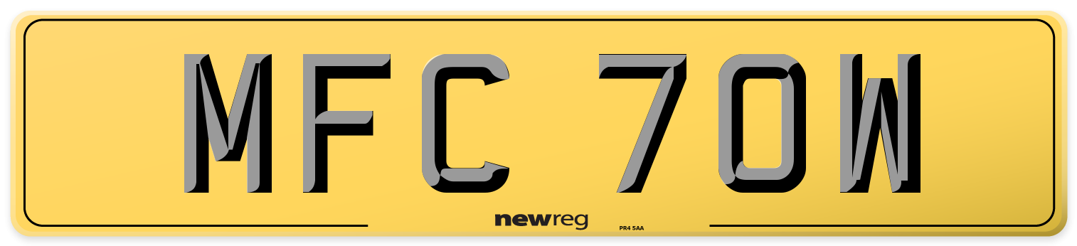 MFC 70W Rear Number Plate