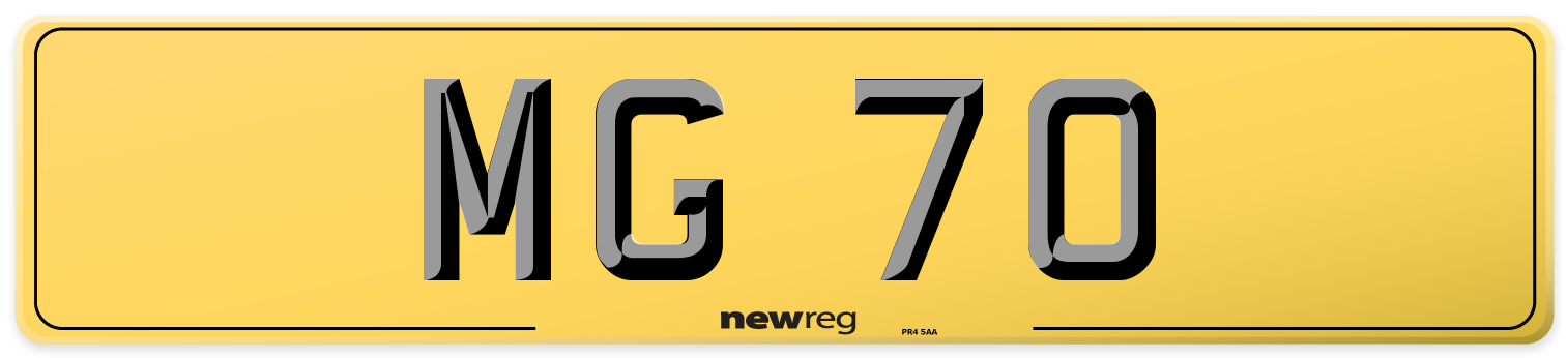 MG 70 Rear Number Plate