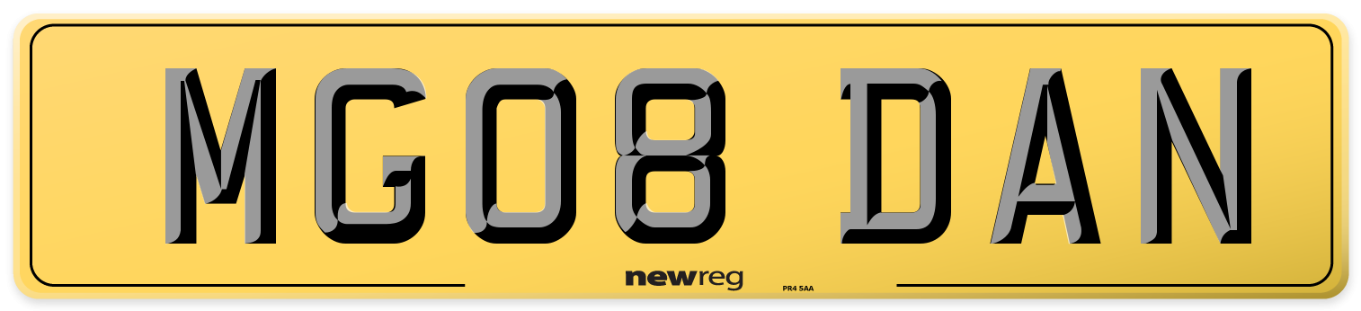 MG08 DAN Rear Number Plate