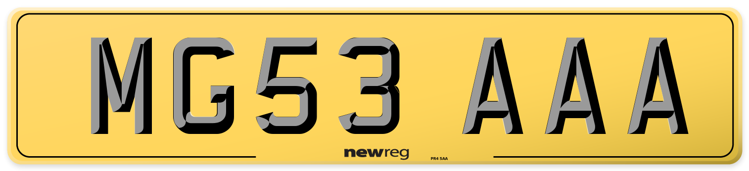 MG53 AAA Rear Number Plate
