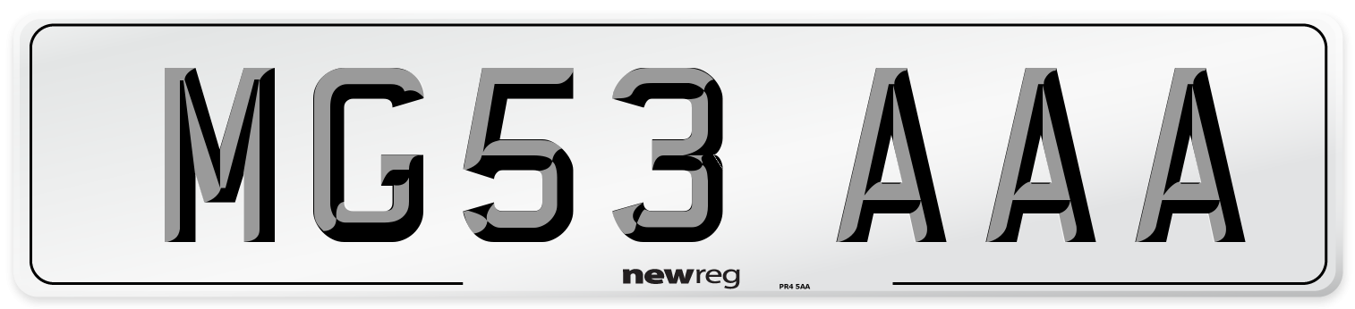 MG53 AAA Front Number Plate