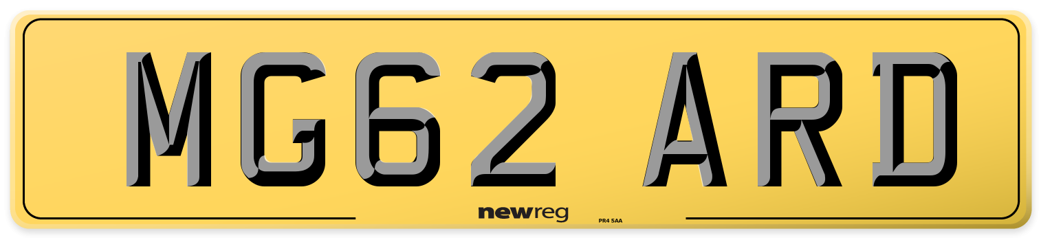 MG62 ARD Rear Number Plate