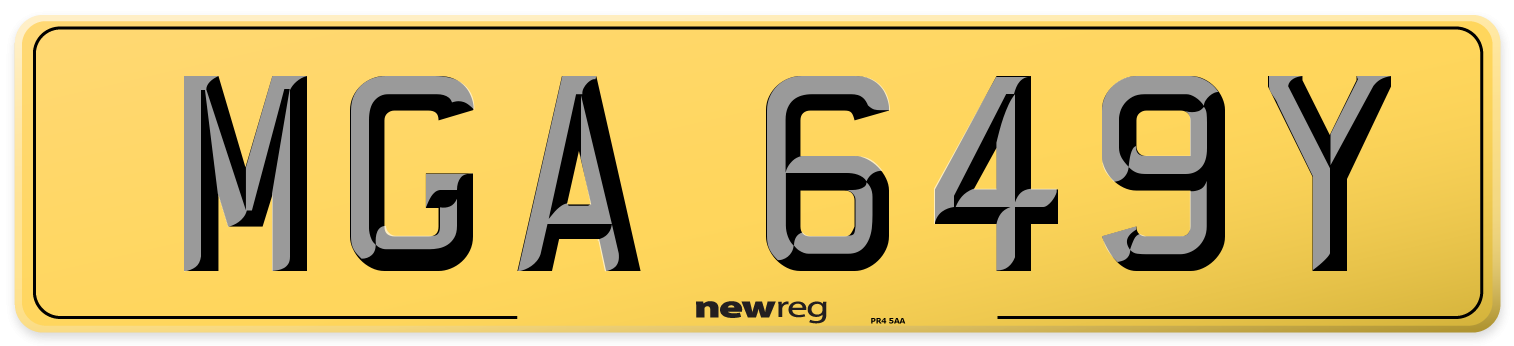 MGA 649Y Rear Number Plate