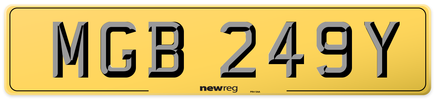 MGB 249Y Rear Number Plate