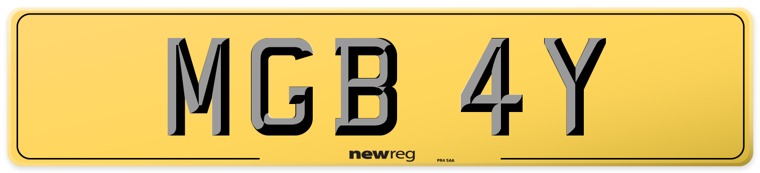 MGB 4Y Rear Number Plate
