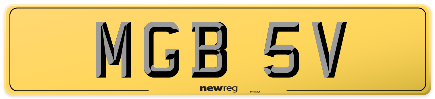 MGB 5V Rear Number Plate
