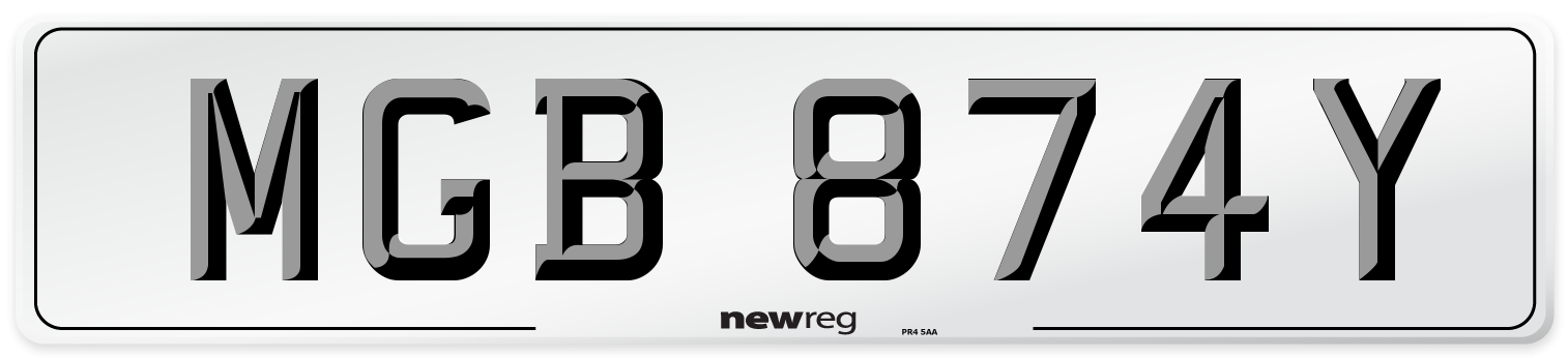 MGB 874Y Front Number Plate