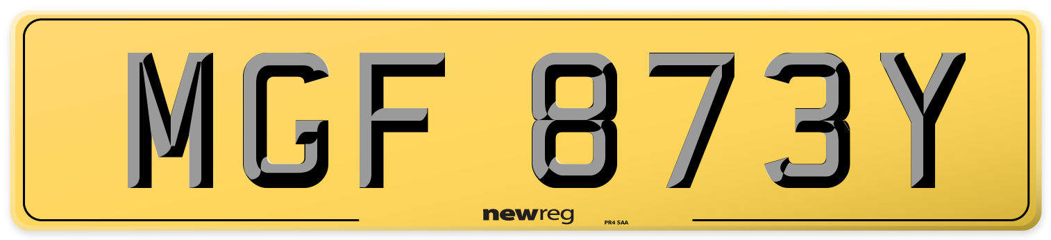 MGF 873Y Rear Number Plate