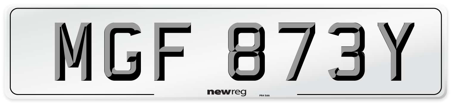 MGF 873Y Front Number Plate