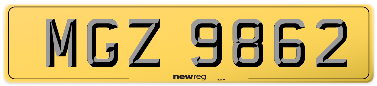 MGZ 9862 Rear Number Plate