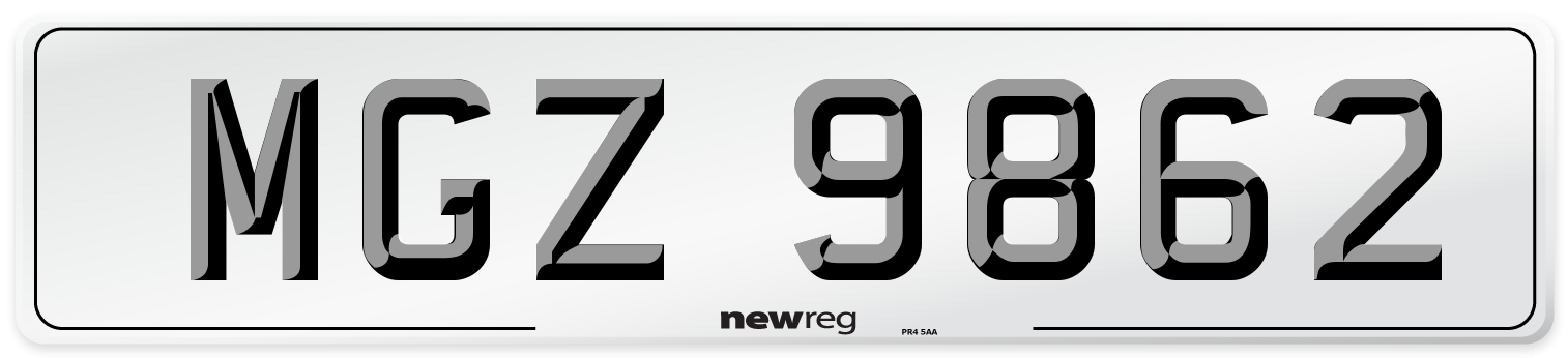 MGZ 9862 Front Number Plate