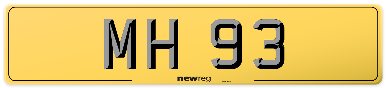 MH 93 Rear Number Plate