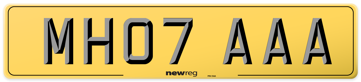 MH07 AAA Rear Number Plate