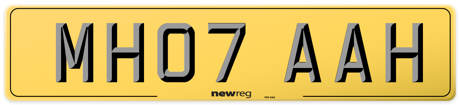 MH07 AAH Rear Number Plate