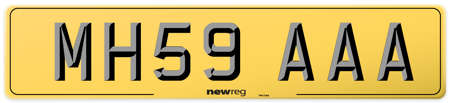 MH59 AAA Rear Number Plate