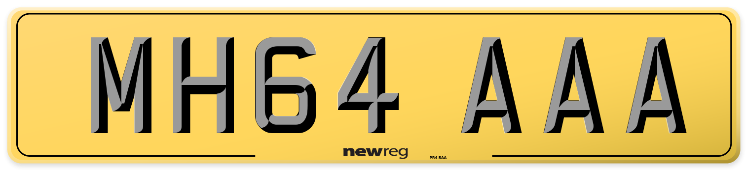 MH64 AAA Rear Number Plate