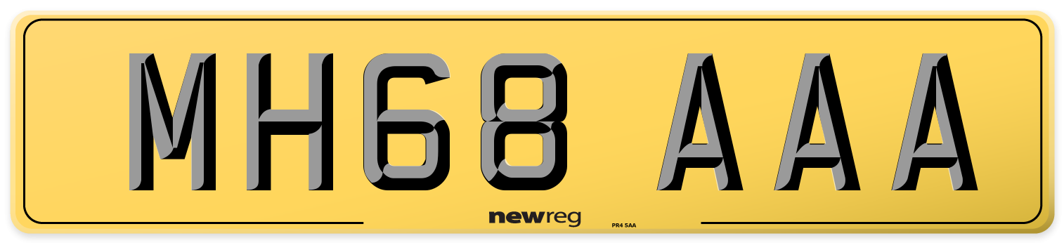 MH68 AAA Rear Number Plate