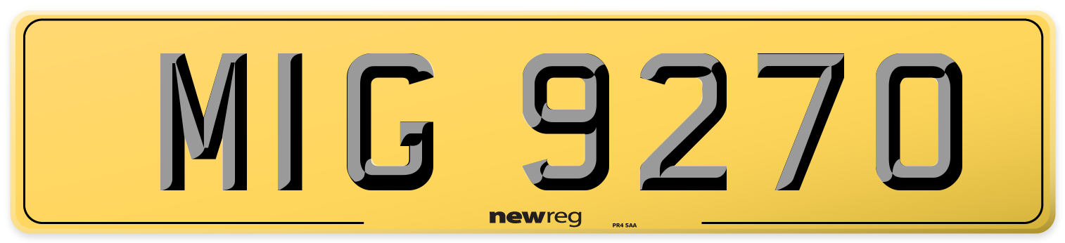 MIG 9270 Rear Number Plate