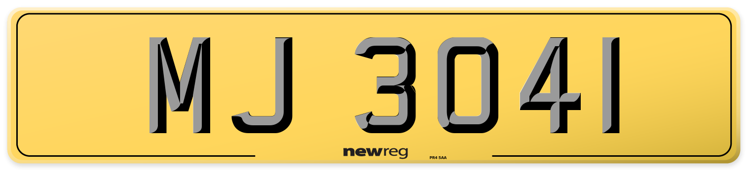 MJ 3041 Rear Number Plate