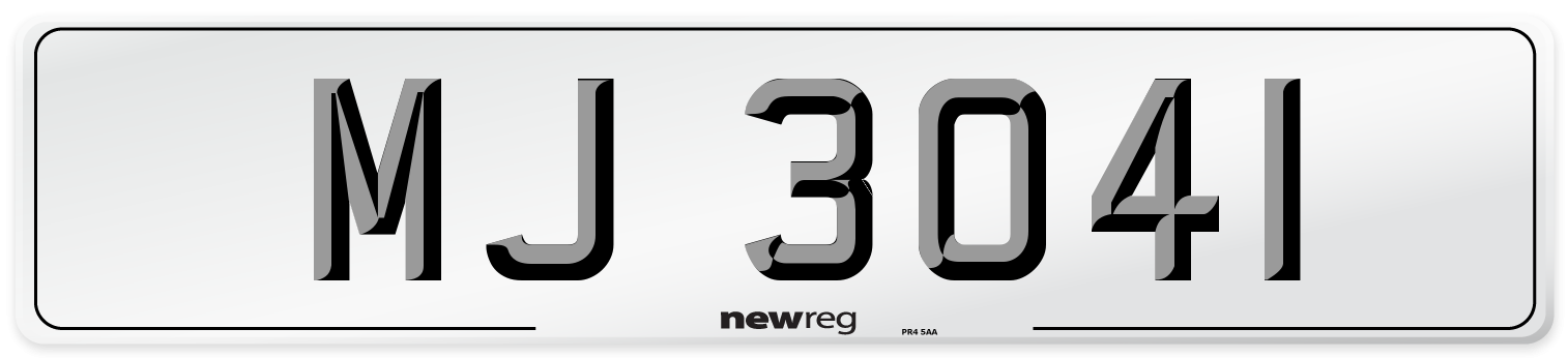 MJ 3041 Front Number Plate