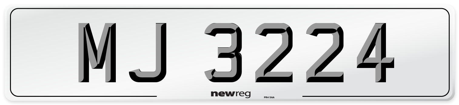 MJ 3224 Front Number Plate